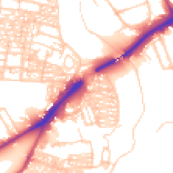 Daytime road noise heatmap for NE2 1ET