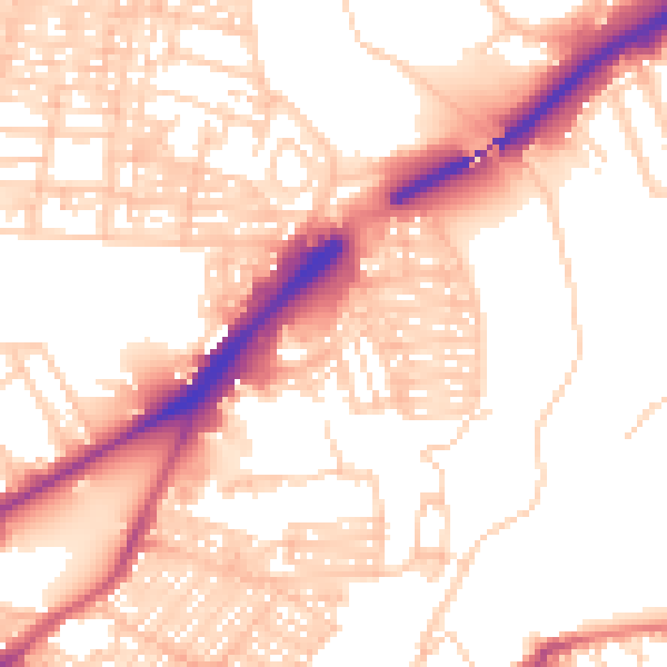 Daytime road noise heatmap for NE2 1EU