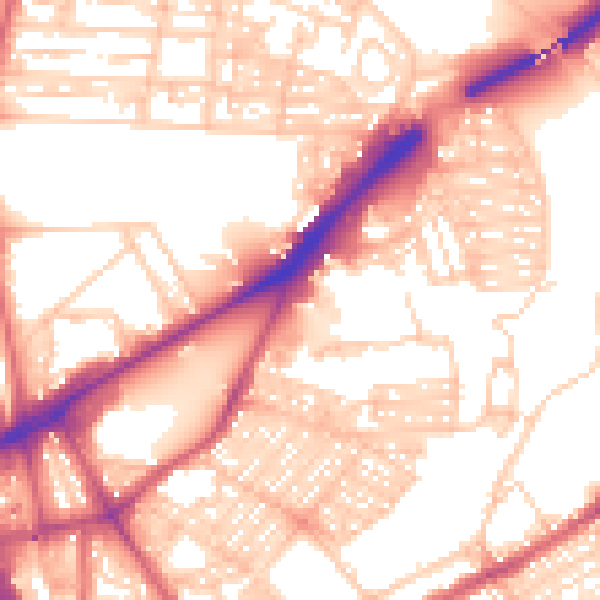Daytime road noise heatmap for NE2 1EW