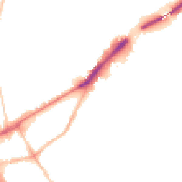 Night-time road noise heatmap for NE2 1EW