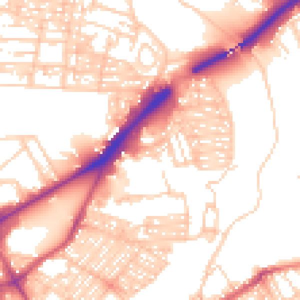 Daytime road noise heatmap for NE2 1EX