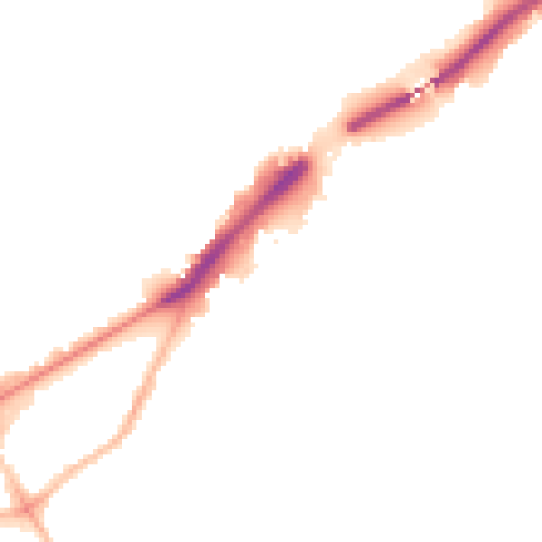 Night-time road noise heatmap for NE2 1EX