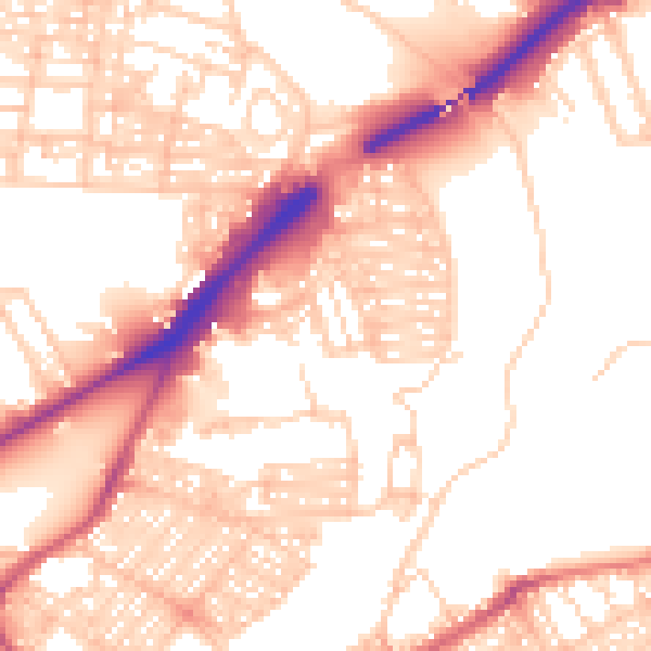 Daytime road noise heatmap for NE2 1EY