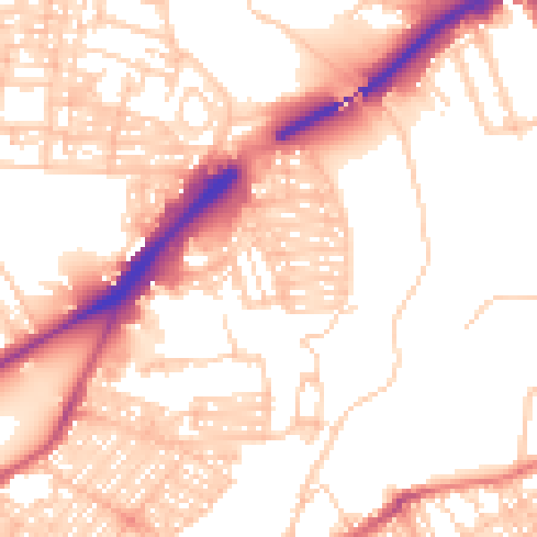 Daytime road noise heatmap for NE2 1HA