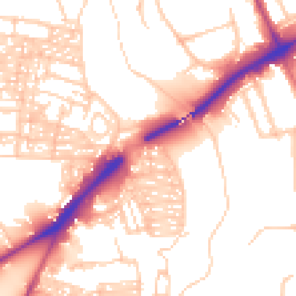 Daytime road noise heatmap for NE2 1HB