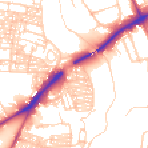 Daytime road noise heatmap for NE2 1HL