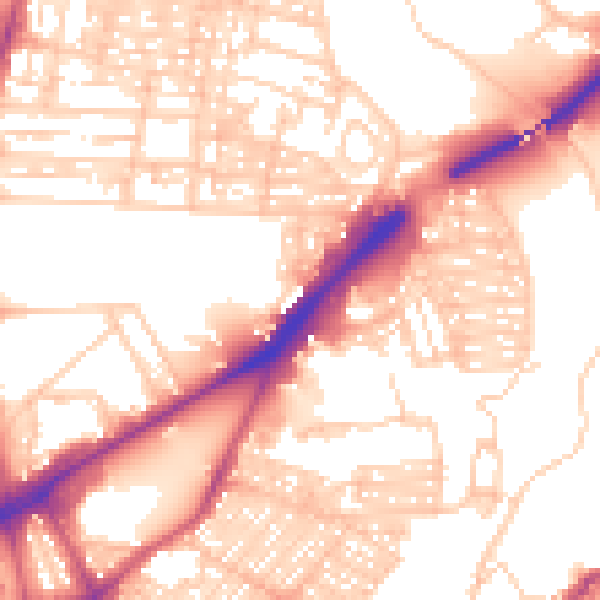 Daytime road noise heatmap for NE2 1JZ