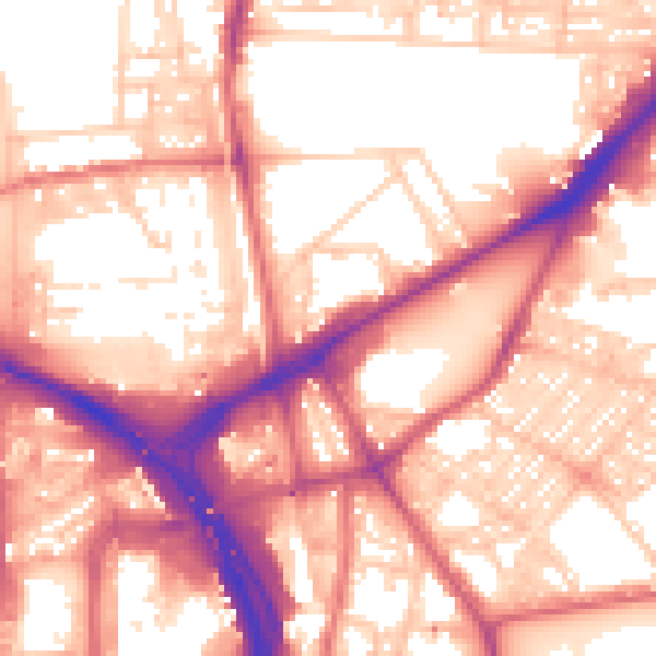 Daytime road noise heatmap for NE2 1NH