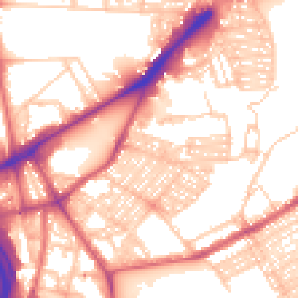 Daytime road noise heatmap for NE2 1NQ