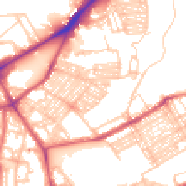 Daytime road noise heatmap for NE2 1NY