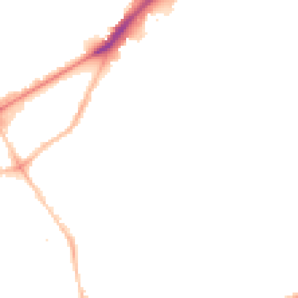 Night-time road noise heatmap for NE2 1NY