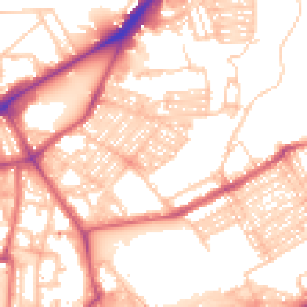 Daytime road noise heatmap for NE2 1PA