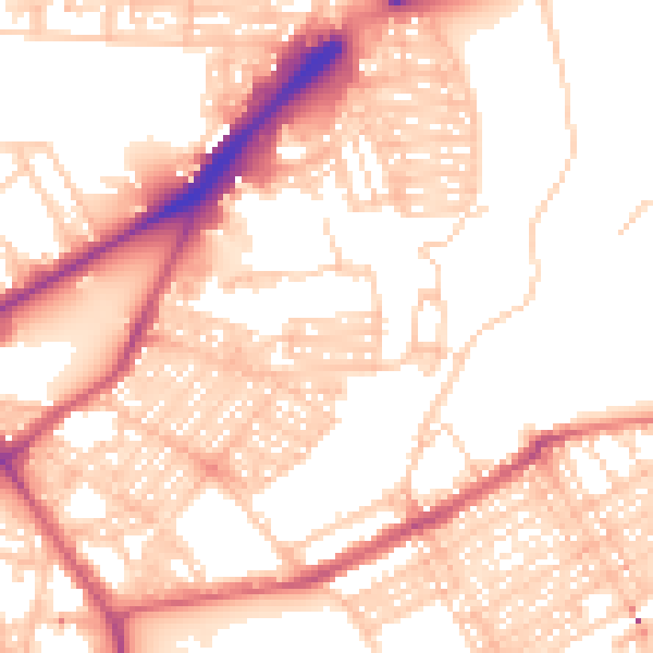 Daytime road noise heatmap for NE2 1PN