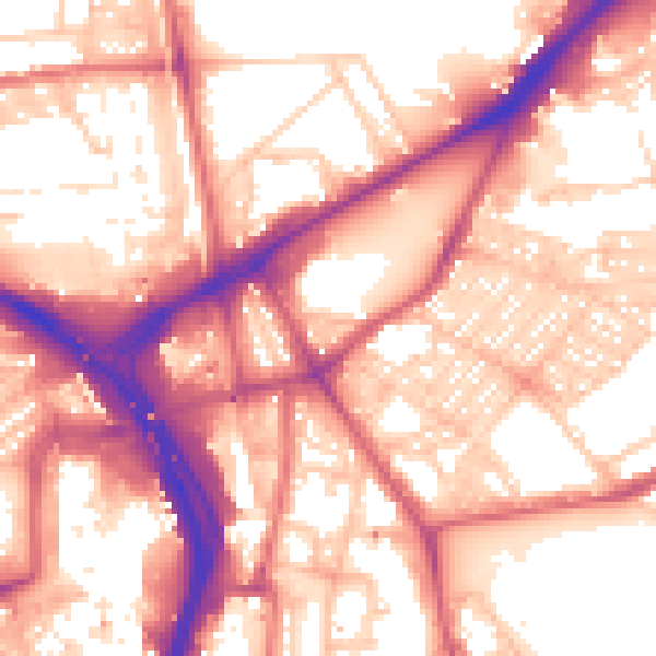 Daytime road noise heatmap for NE2 1QT
