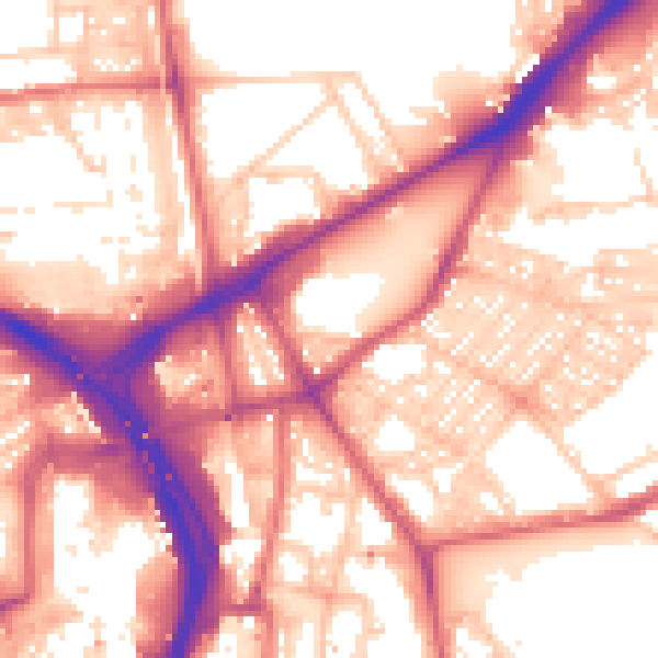 Daytime road noise heatmap for NE2 1QY