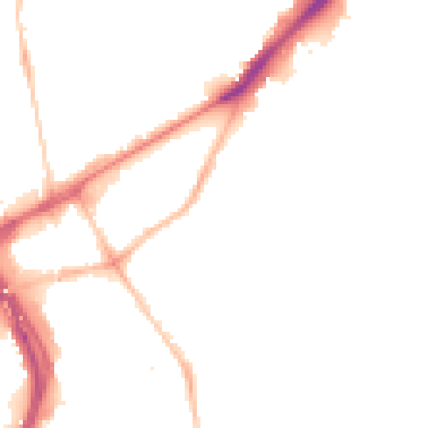 Night-time road noise heatmap for NE2 1RL