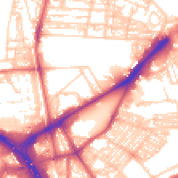 Daytime road noise heatmap for NE2 1TN