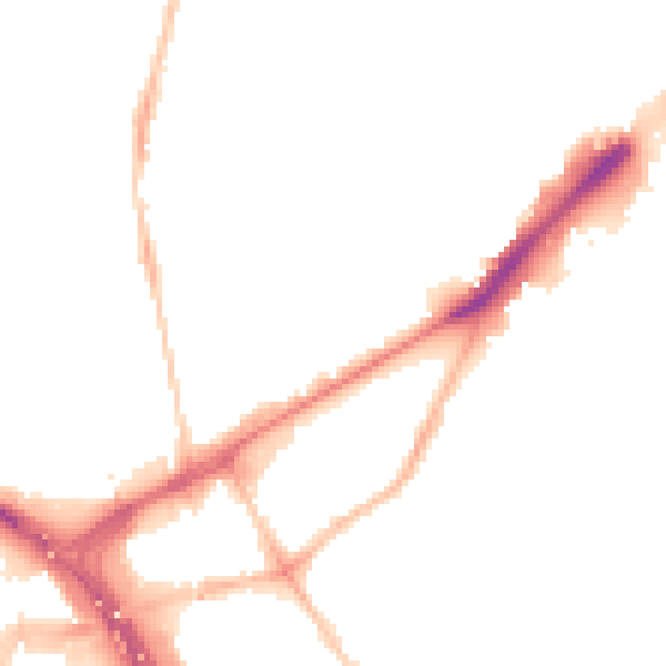 Night-time road noise heatmap for NE2 1TN