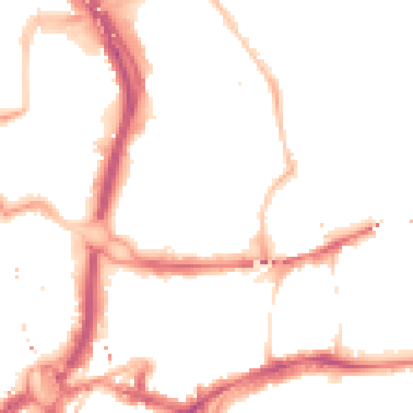 Night-time road noise heatmap for NE2 1XB