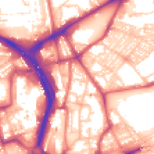 Daytime road noise heatmap for NE2 1YF