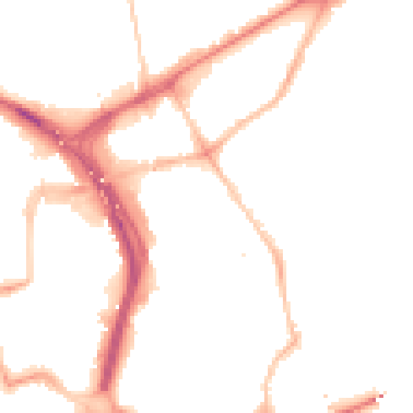 Night-time road noise heatmap for NE2 1YF