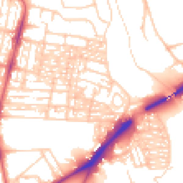 Daytime road noise heatmap for NE2 2AW