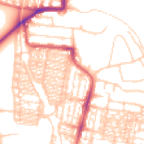 Daytime road noise heatmap for NE2 2DP
