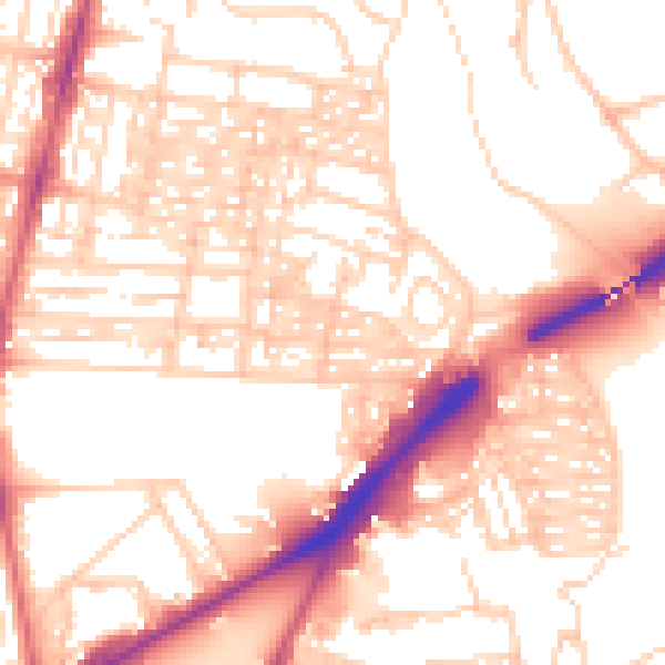 Daytime road noise heatmap for NE2 2JJ