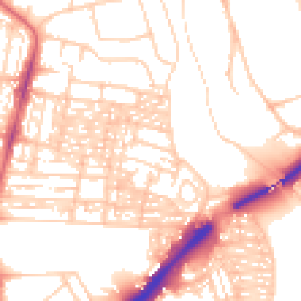 Daytime road noise heatmap for NE2 2JR
