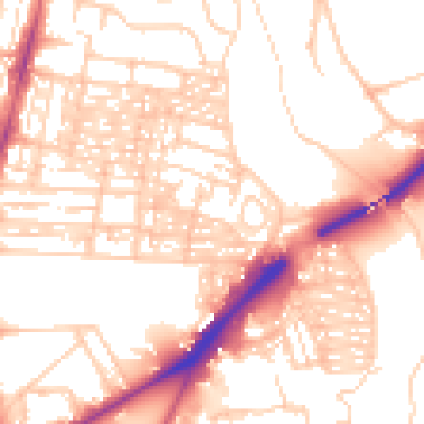 Daytime road noise heatmap for NE2 2LE