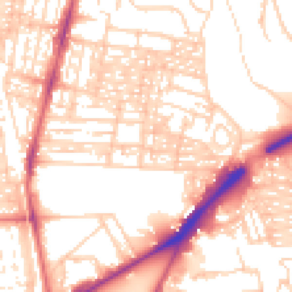Daytime road noise heatmap for NE2 2LU