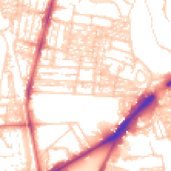 Daytime road noise heatmap for NE2 2QB