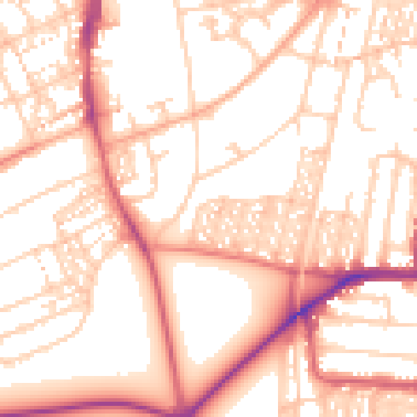 Daytime road noise heatmap for NE2 3NN
