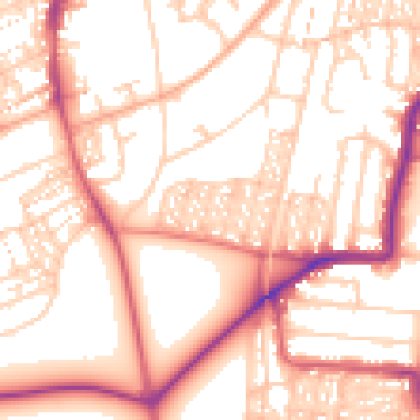 Daytime road noise heatmap for NE2 3NQ