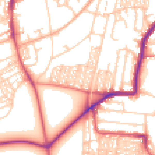 Daytime road noise heatmap for NE2 3NS