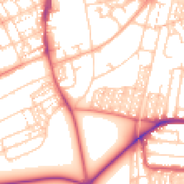Daytime road noise heatmap for NE2 3NZ