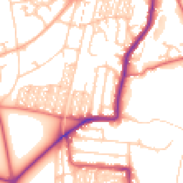 Daytime road noise heatmap for NE2 3QN
