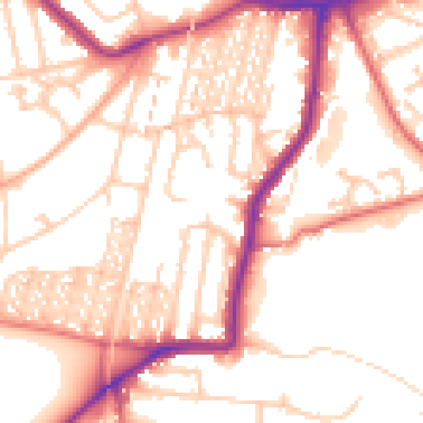 Daytime road noise heatmap for NE2 3QR