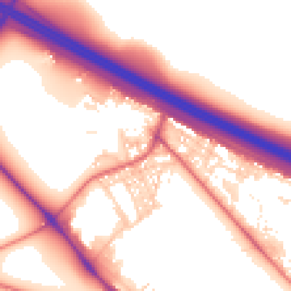 Daytime road noise heatmap for NE2 4NA