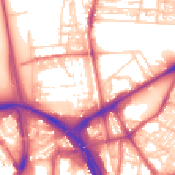 Daytime road noise heatmap for NE2 4RJ
