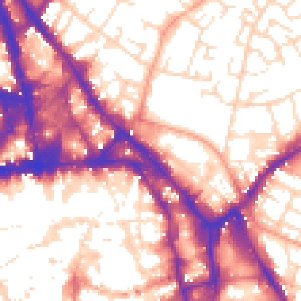 Daytime road noise heatmap for NG1 1AP