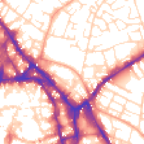 Daytime road noise heatmap for NG1 1DD