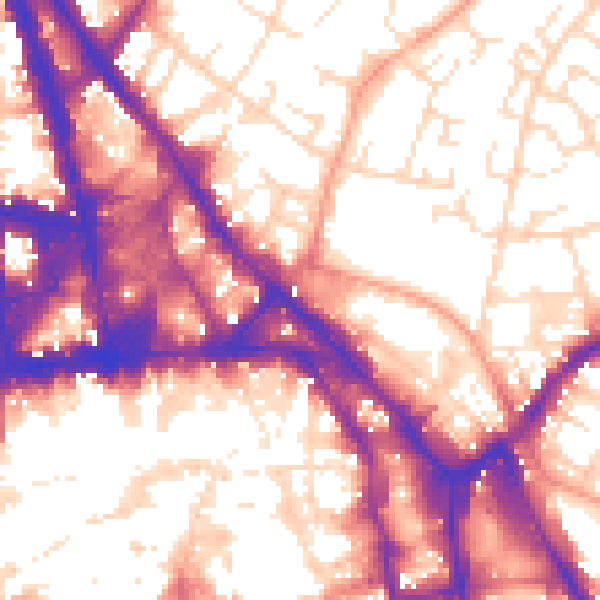 Daytime road noise heatmap for NG1 1DG