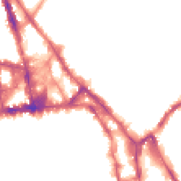Night-time road noise heatmap for NG1 1DG