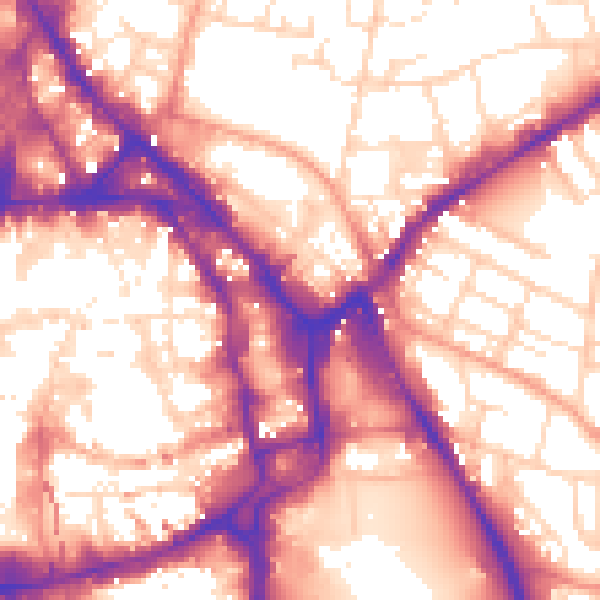 Daytime road noise heatmap for NG1 1EB