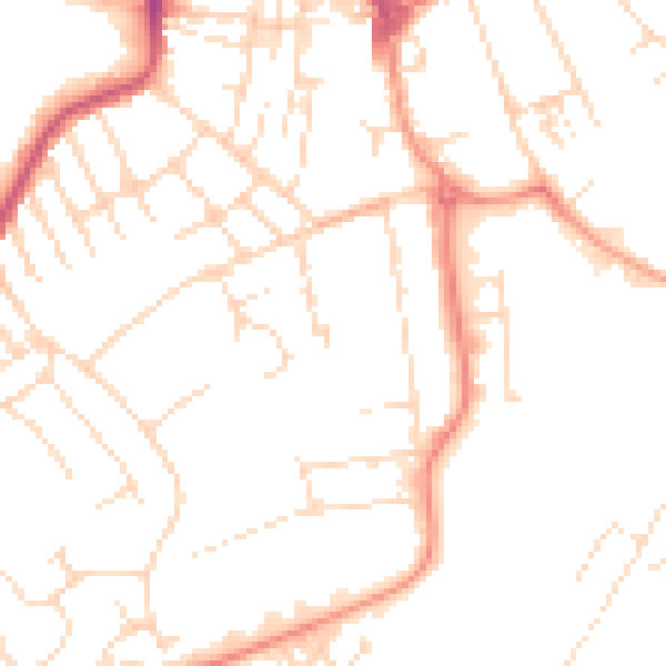 Daytime road noise heatmap for NG10 1BF