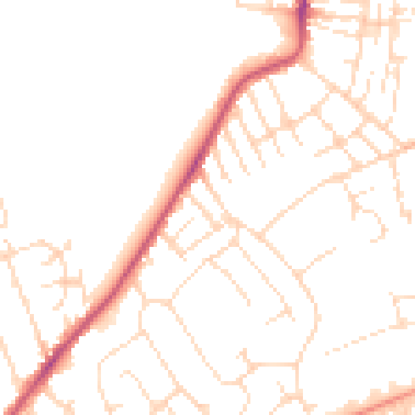 Daytime road noise heatmap for NG10 1DG