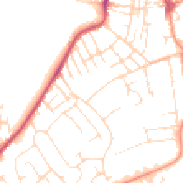 Daytime road noise heatmap for NG10 1DP