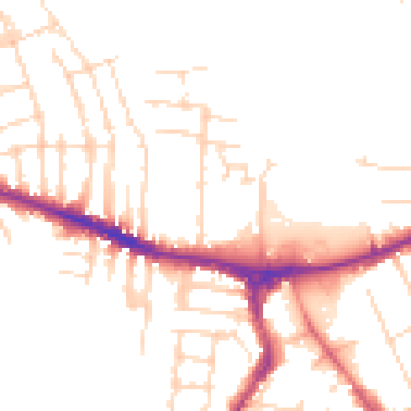 Daytime road noise heatmap for NG10 1NL