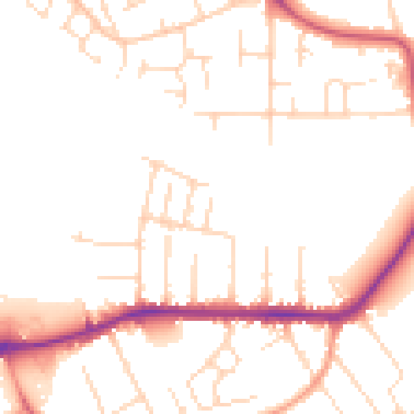 Daytime road noise heatmap for NG10 2BJ